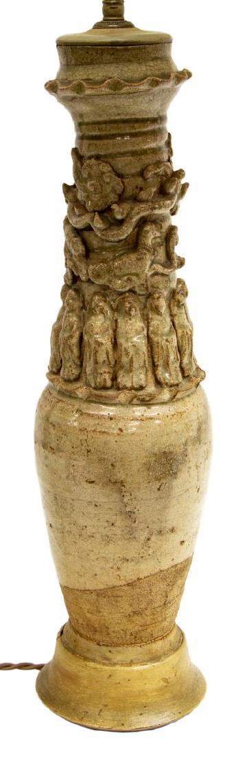 CHINESE YUE WARE STONEWARE VESSEL TABLE LAMP (1 of 5)