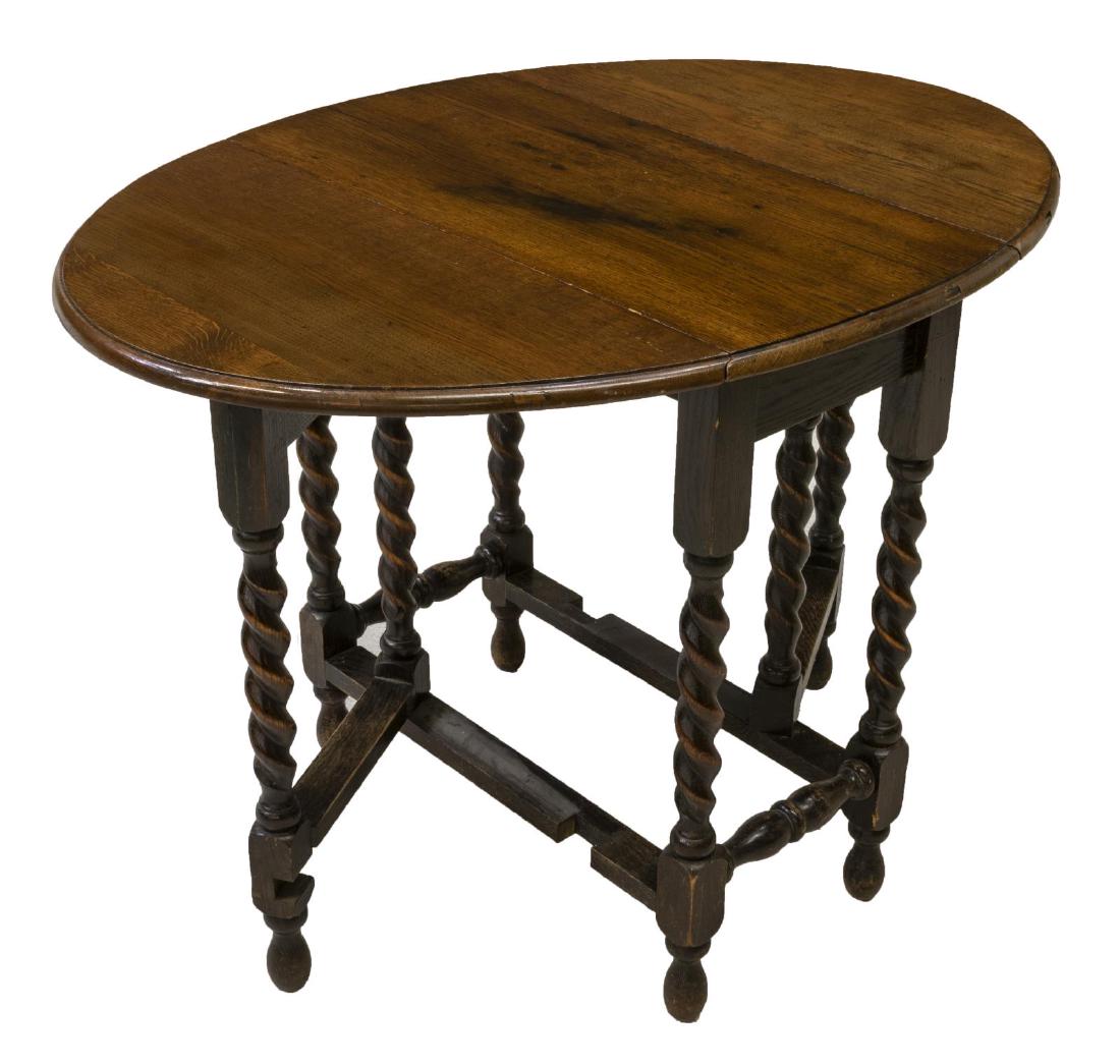 ENGLISH OAK DROP LEAF WAKE TABLE ON TWIST LEGS (1 of 3)