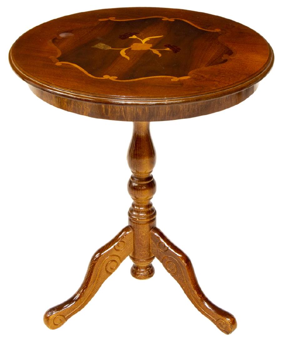 DIMINUTIVE ITALIAN MARQUETRY PEDESTAL SIDE TABLE (1 of 3)