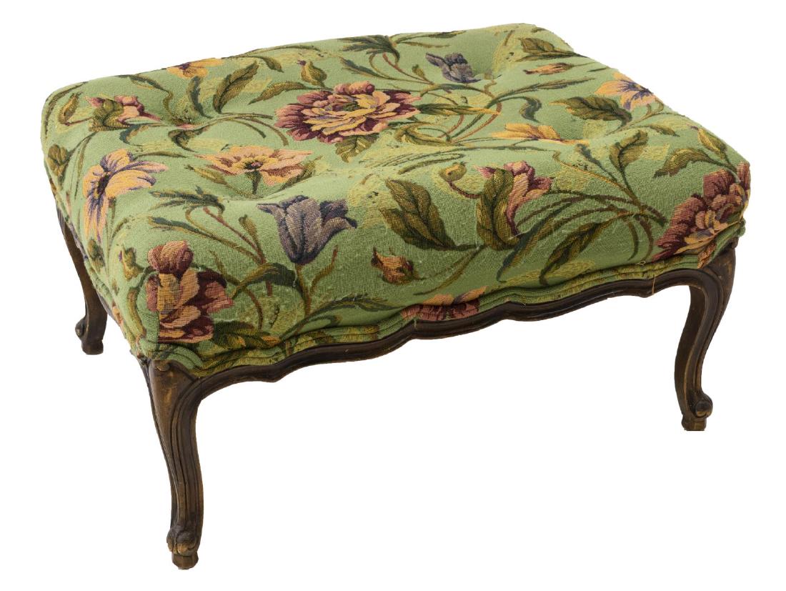 FRENCH LOUIS XV STYLE CARVED TAPESTRY STOOL (1 of 2)