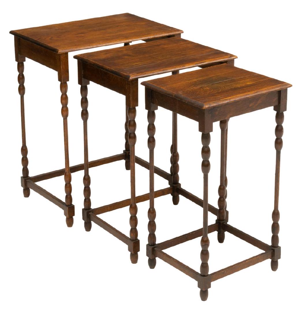 (3) ENGLISH OAK NEST OF THREE TABLES (1 of 4)