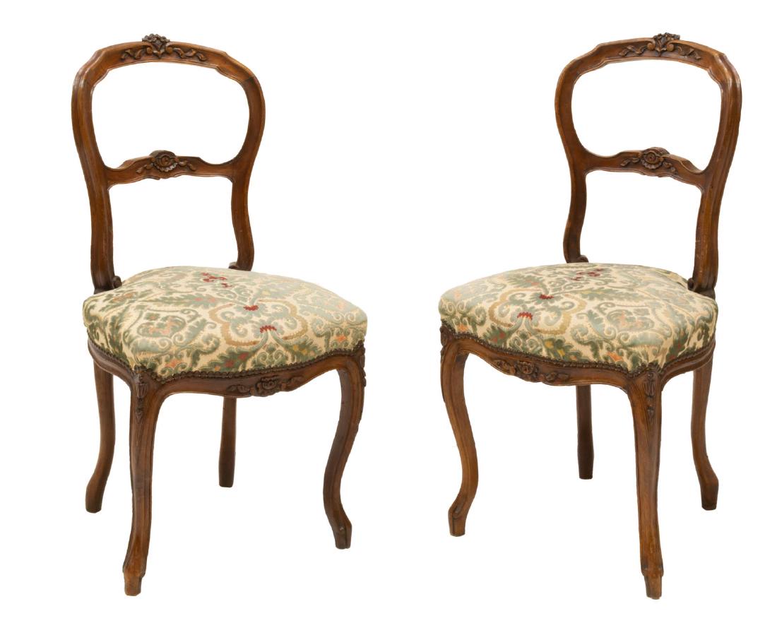 (PR) FRENCH LOUIS XV STYLE WALNUT SIDE CHAIRS (1 of 3)