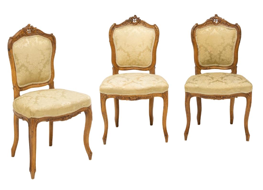 (3) ITALIAN LOUIS XV STYLE WALNUT SIDE CHAIRS (1 of 2)