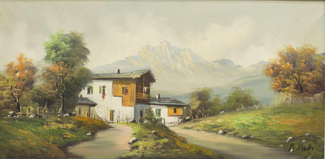 FRAMED LANDSCAPE PAINTING, SIGNED A. MONTI (1 of 4)