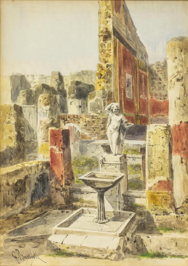 GIOVANNI BATTISTA (D.1925) GOUACHE PAINTING, RUINS (1 of 5)