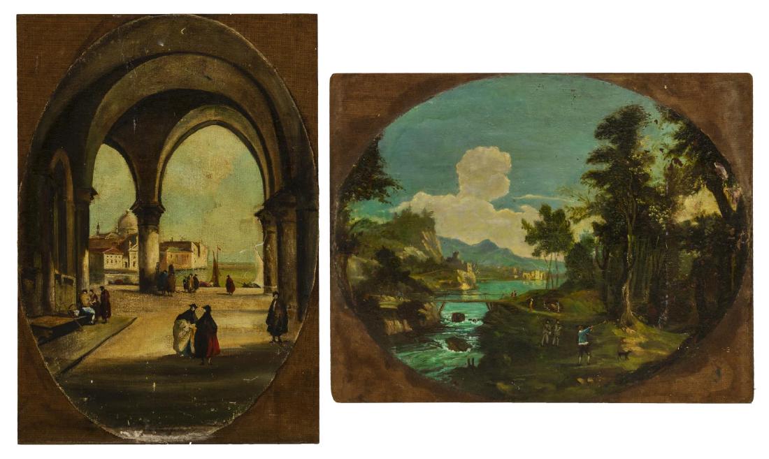 (2) UNFRAMED PAINTINGS, VENICE SCENE & LANDSCAPE (1 of 4)