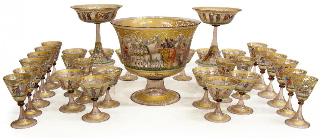 (44) SPECTACULAR VENETIAN ENAMELED GLASS SERVICE (1 of 10)
