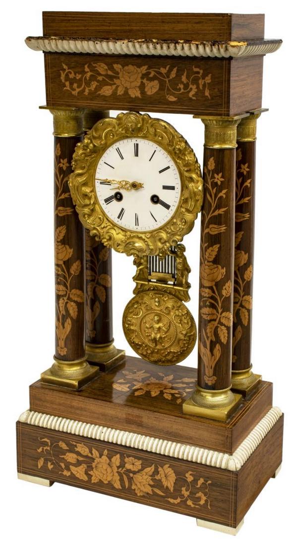 FRENCH NAPOLEON III ROSEWOOD PORTICO CLOCK (1 of 4)