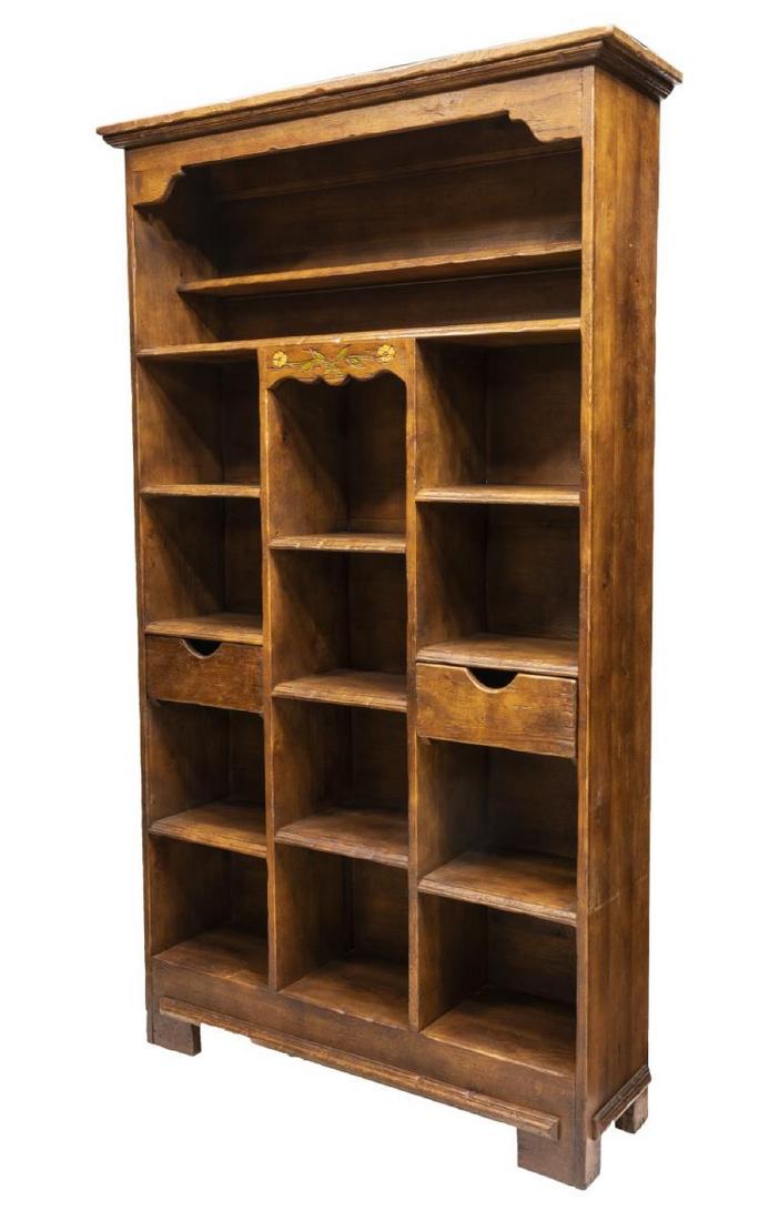 RUSTIC OAK DISPLAY MULTI-SHELF / DRAWER BOOKCASE (1 of 3)