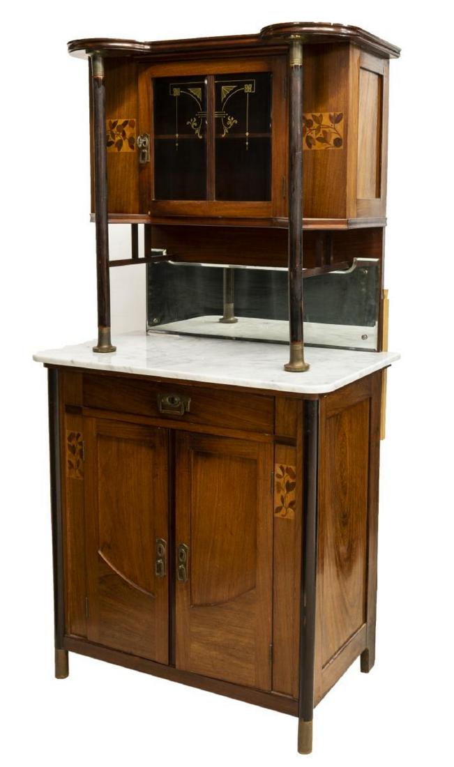 ART NOUVEAU FLORAL MARQUETRY VITRINE SERVER (1 of 4)