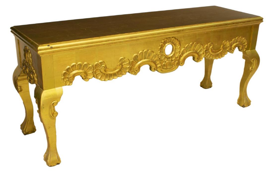 ROCAILLE BALL & CLAW FOOT GILTWOOD CONSOLE TABLE (1 of 2)