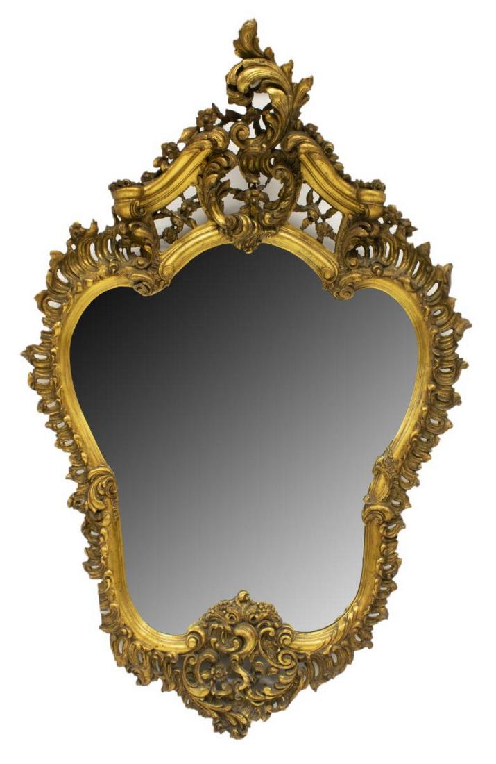 ORNATE LOUIS XV STYLE GILTWOOD WALL MIRROR (1 of 2)