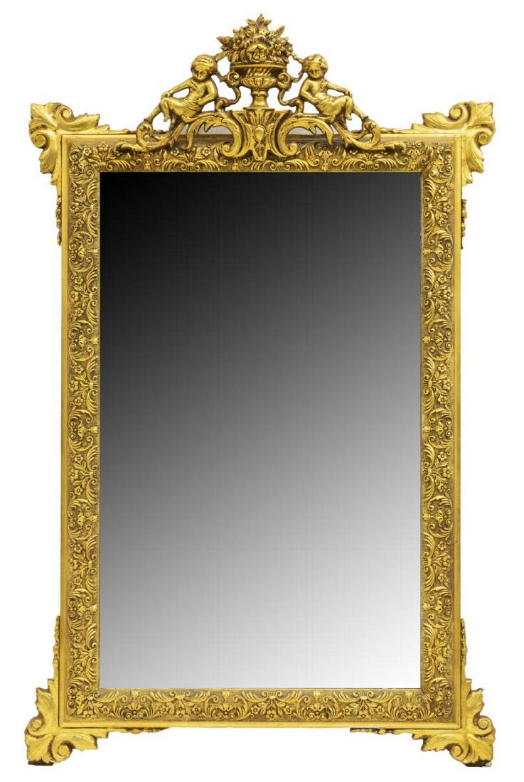 FRENCH GILDED WOOD & COMPOSITION WALL MIRROR (1 of 3)