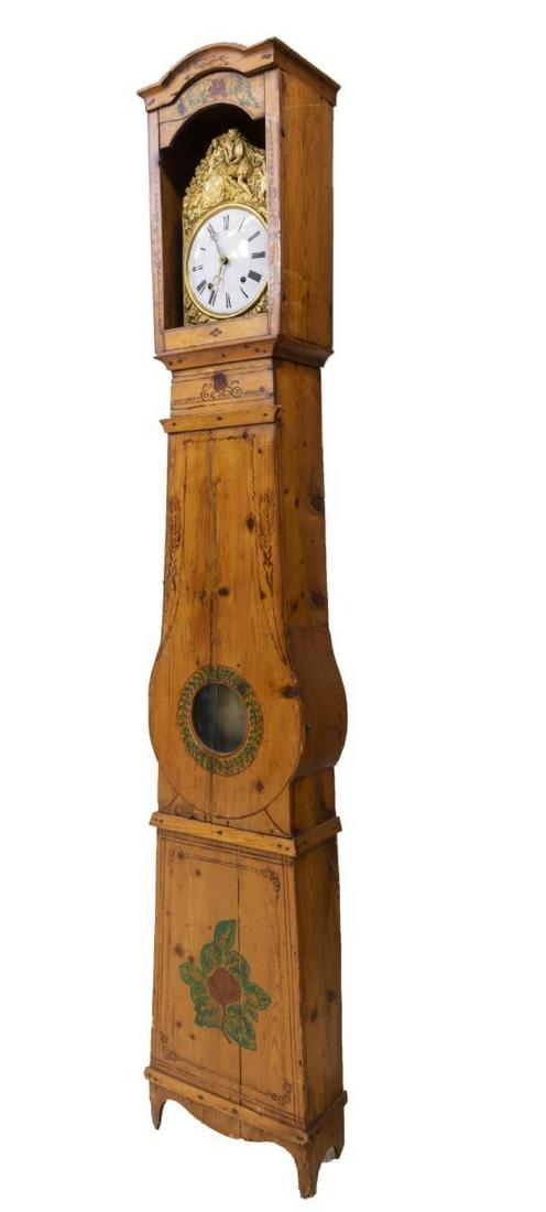 FRENCH MORBIER STANDING PINE LONG CASE CLOCK (1 of 7)