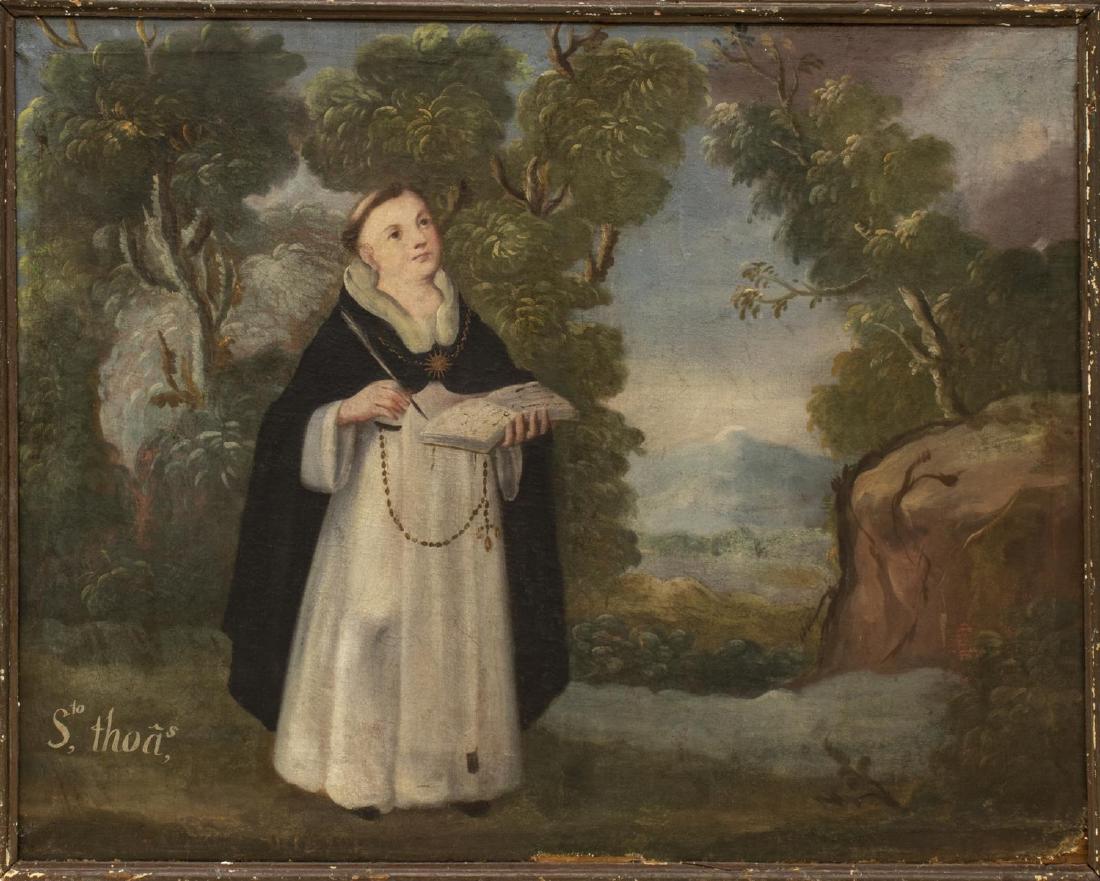 RELIGIOUS SPANISH COLONIAL PAINTING THOMAS AQUINAS (1 of 5)