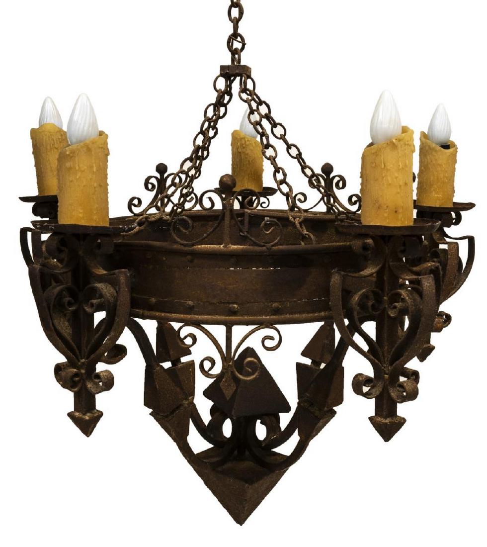 HEAVY GOTHIC STYLE IRON FIVE-LIGHT CHANDELIER (1 of 3)