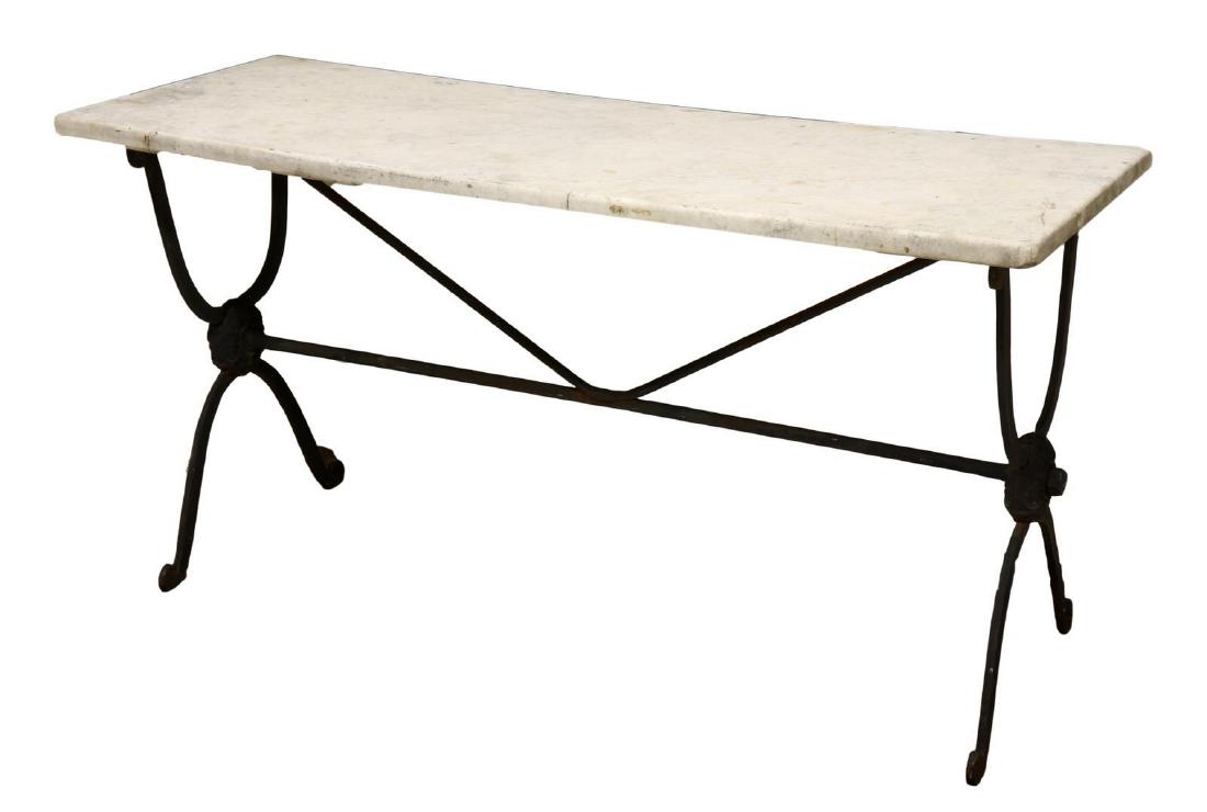FRENCH IRON & MARBLE TOP BISTRO TABLE (1 of 2)