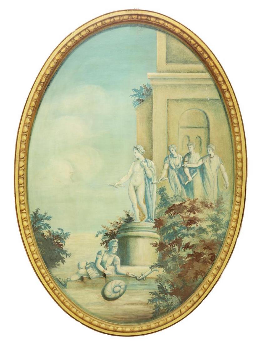 LARGE DECORATIVE NEOCLASSICAL STYLE OVAL PAINTING (1 of 4)