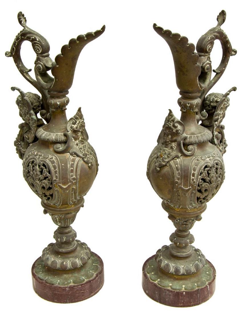 (2) PATINATED METAL EWERS WITH FOLIATE DESIGN (1 of 2)