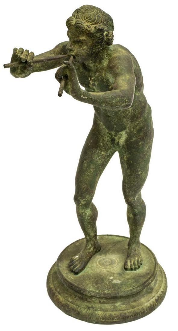 PATINATED BRONZE SATYR SCULPTURE, "PAN", 14"H (1 of 4)