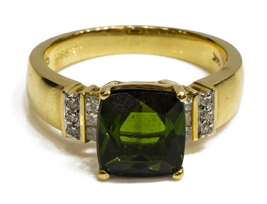 ESTATE 14KT GOLD, GREEN TOURMALINE & DIAMOND RING (1 of 7)