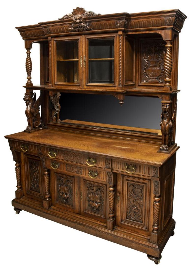 AMERICAN RENAISSANCE REVIVAL CARVED OAK BUFFET (1 of 9)