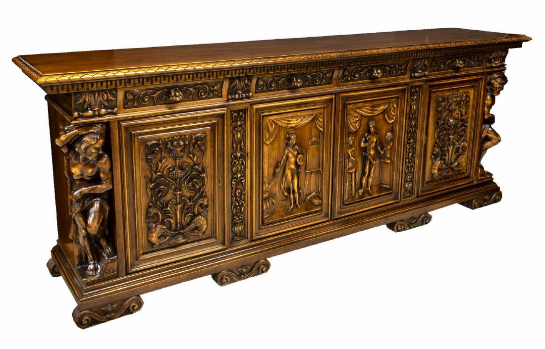 LARGE ITALIAN FIGURAL FOUR DOOR SIDEBOARD (1 of 6)