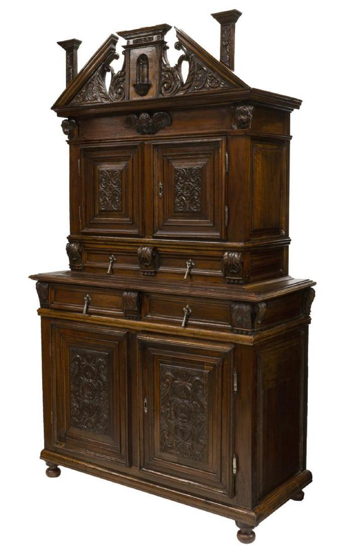 FRENCH OAK CHERUB CARVED RELIGIOUS CABINET (1 of 5)