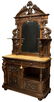 FRENCH CARVED OAK MIRRORED MARBLE TOP BUFFET - 2