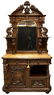 FRENCH CARVED OAK MIRRORED MARBLE TOP BUFFET - 3