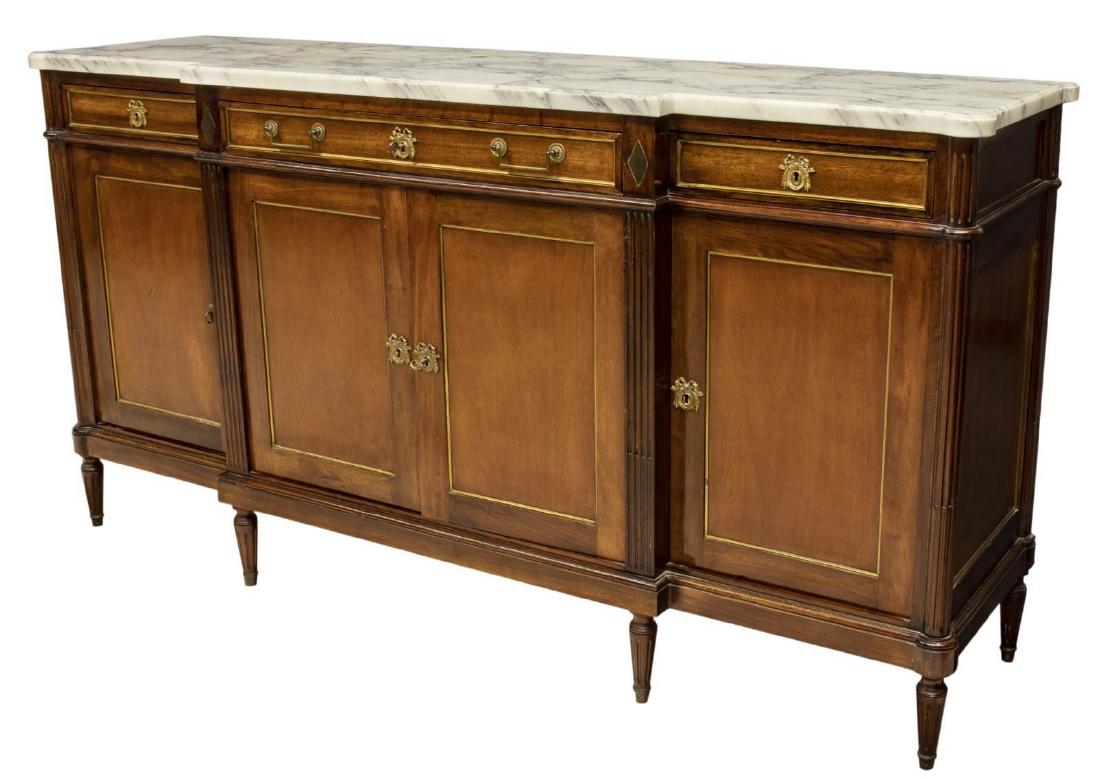 FRENCH LOUIS XV STYLE MARBLE MAHOGANY SIDEBOARD (1 of 5)