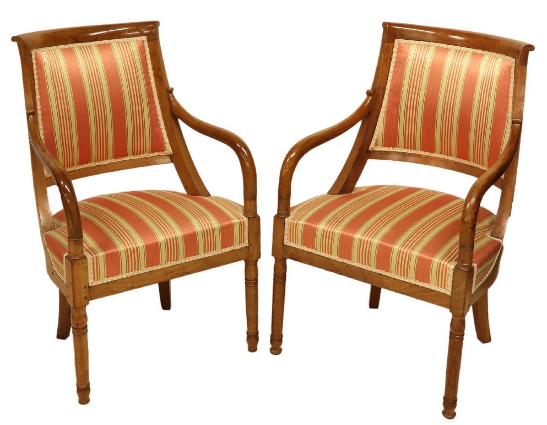 (2) FRENCH EMPIRE STYLE FRUITWOOD ARMCHAIRS (1 of 2)