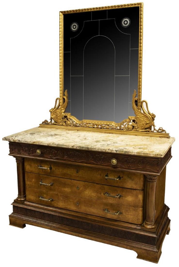 ITALIAN EMPIRE REVIVAL MARBLE & MIRRORED COMMODE (1 of 5)