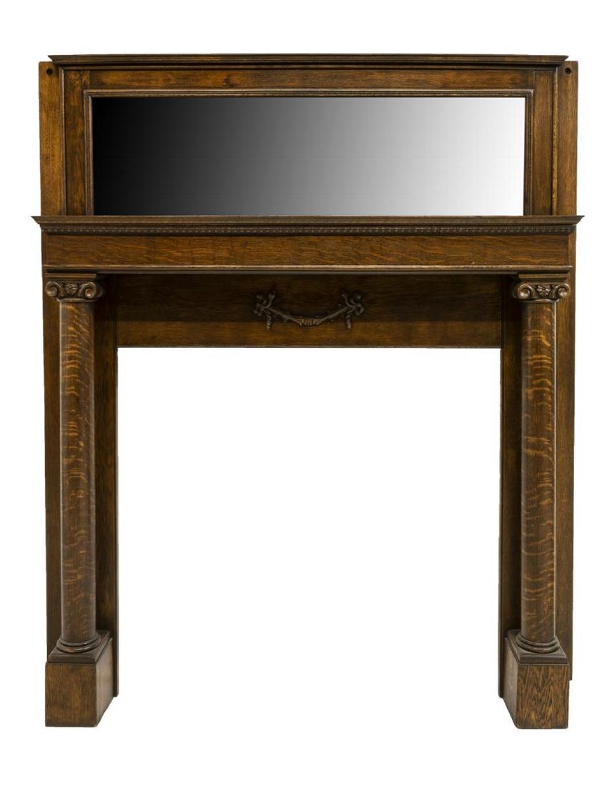 AMERICAN QUARTERSAWN OAK FIREPLACE SURROUND MANTEL (1 of 3)