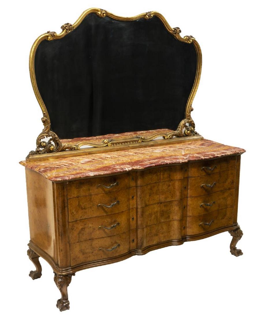 VENETIAN MIRRORED MARBLE-TOP EIGHT DRAWER COMMODE (1 of 5)