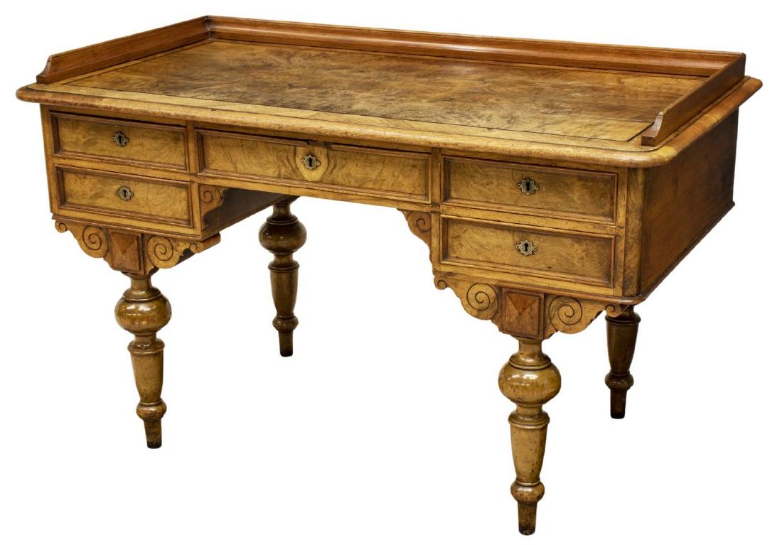 ANTIQUE SCANDINAVIAN MIXED WOOD WRITING DESK (1 of 5)