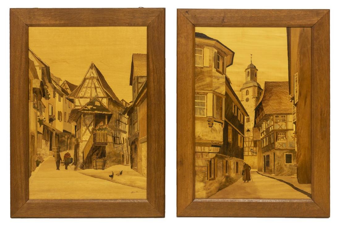 (2) FRAMED MARQUETRY ALSATIAN SCENES, SPINDLER (1 of 5)