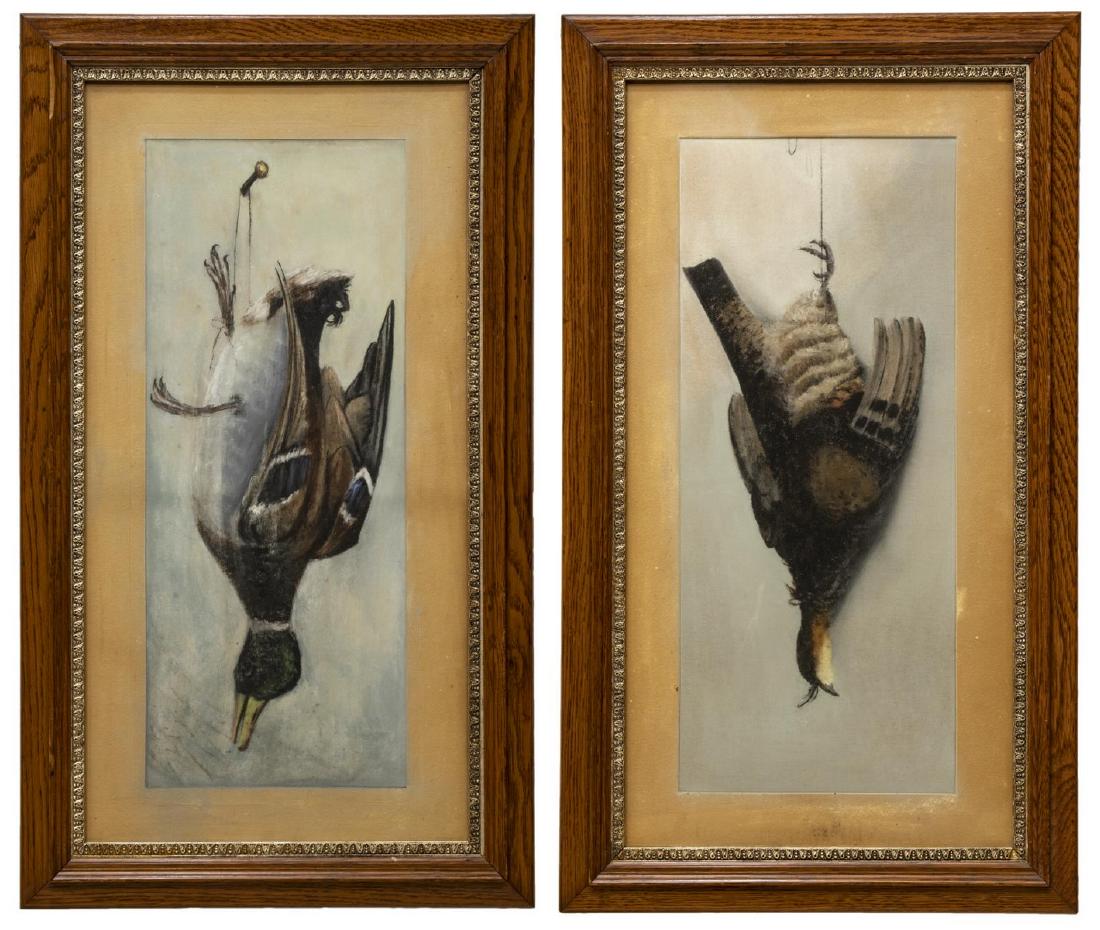 (2) FRAMED AFTER THE HUNT DUCK PASTELS, C. 1900 (1 of 6)