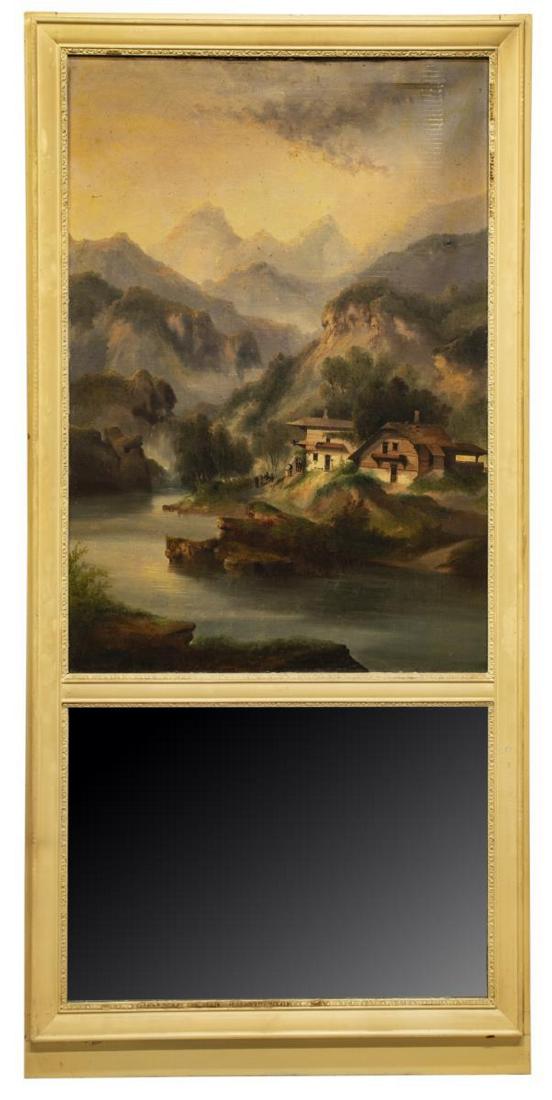 FRENCH TRUMEAU MIRROR W/ PAINTED LANDSCAPE SCENE (1 of 4)