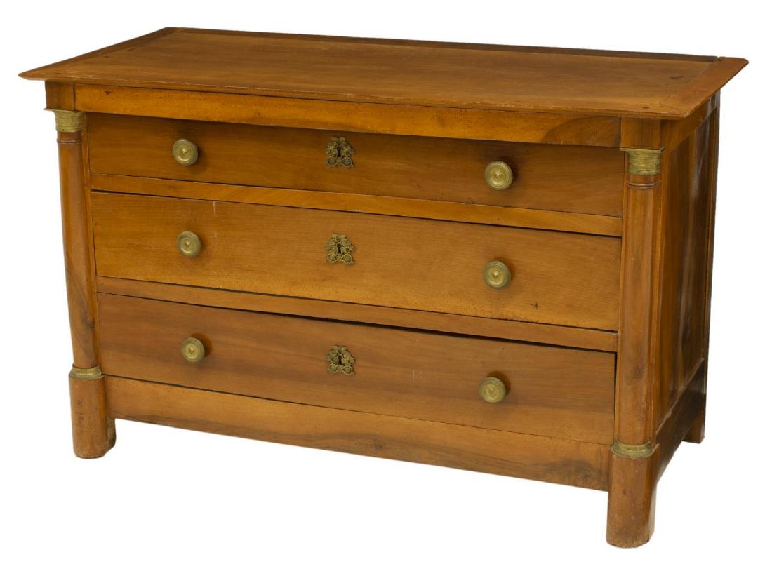 FRENCH EMPIRE STYLE WALNUT THREE-DRAWER COMMODE (1 of 4)