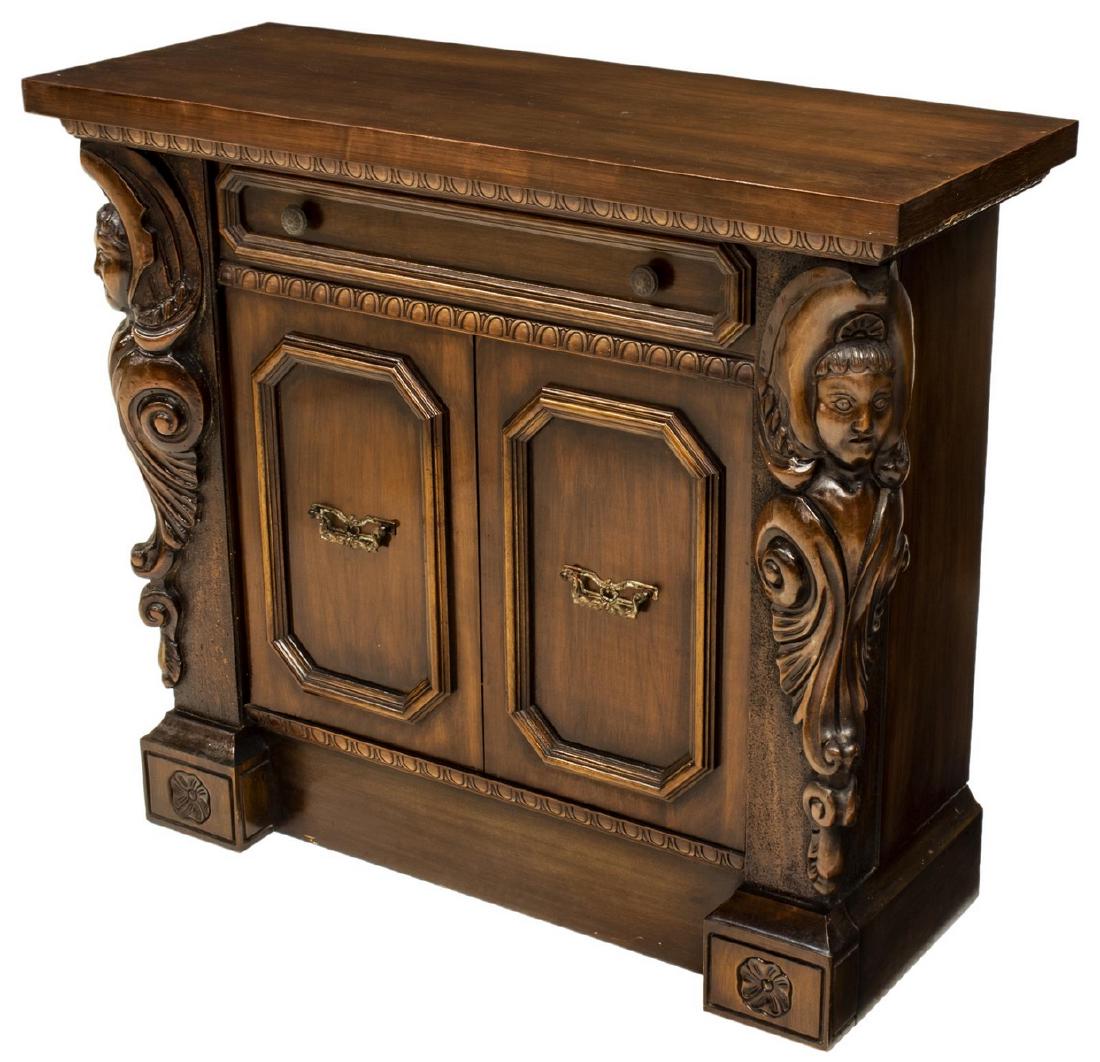 VINTAGE ITALIAN CARVED WALNUT CONSOLE CABINET (1 of 5)