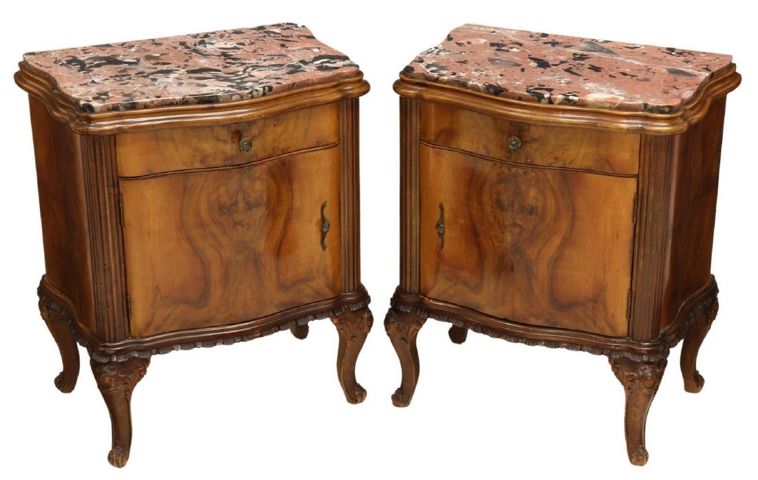 (PR) VENETIAN MARBLE-TOP BEDSIDE CABINETS (1 of 3)