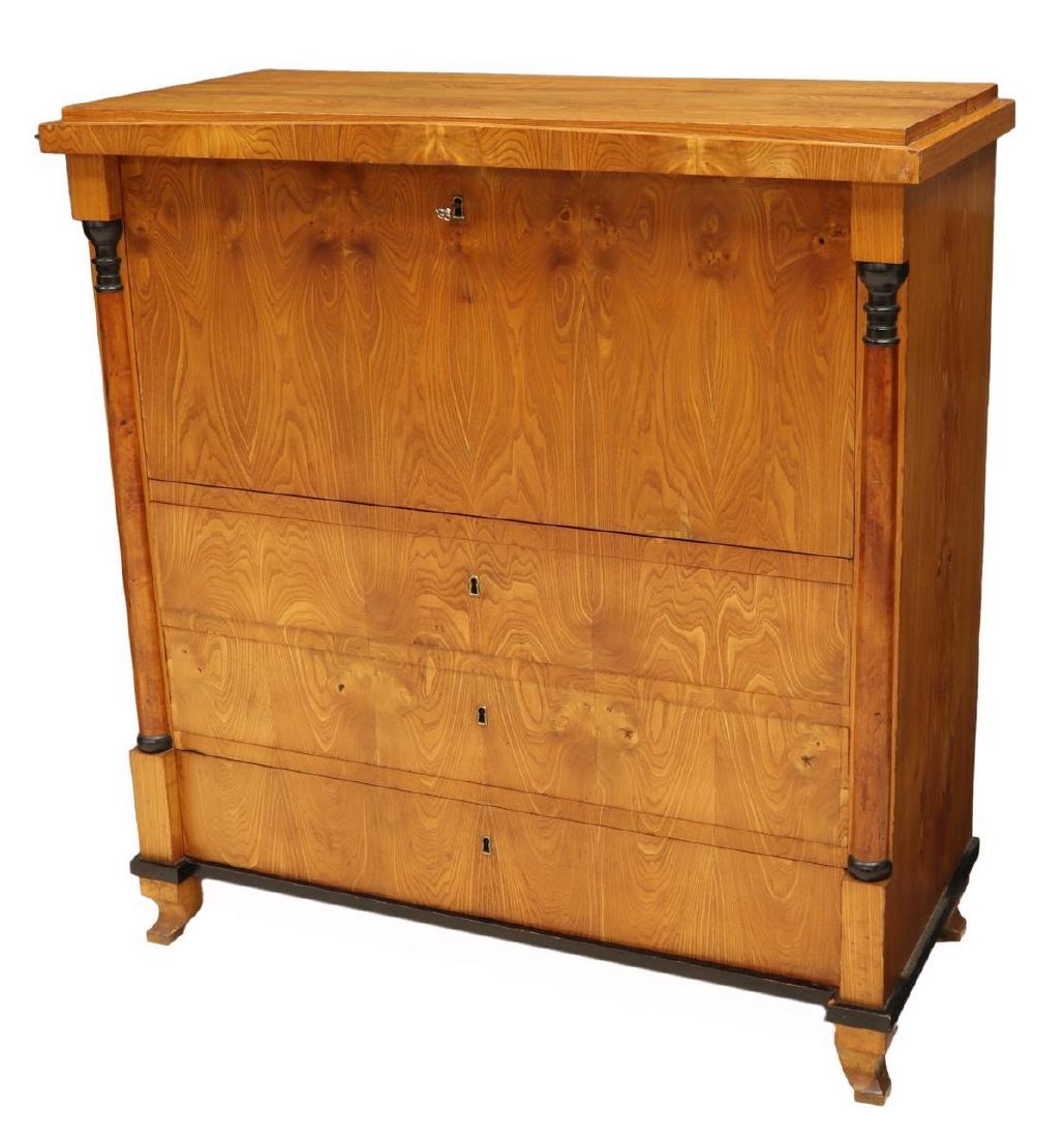 BIEDERMEIER STYLE FIGURED ASH FALL FRONT DESK (1 of 5)