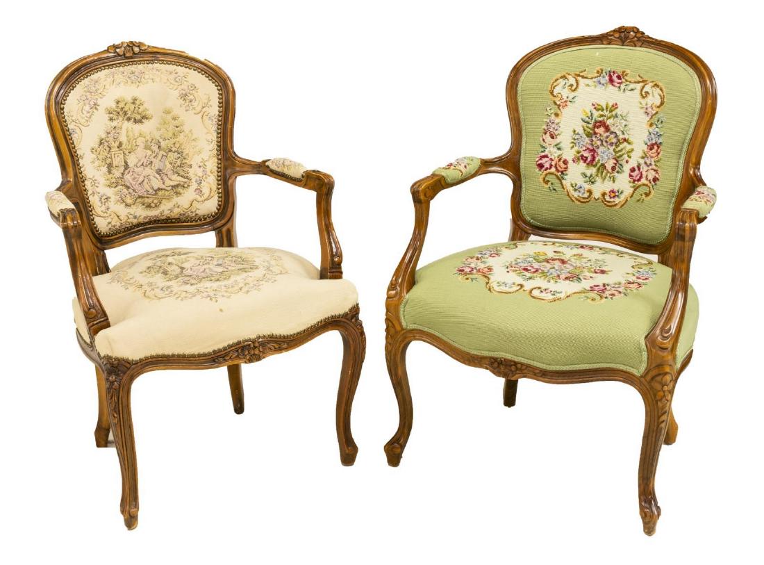 (2) FRENCH LOUIS XV STYLE FAUTEUIL ARMCHAIRS (1 of 3)