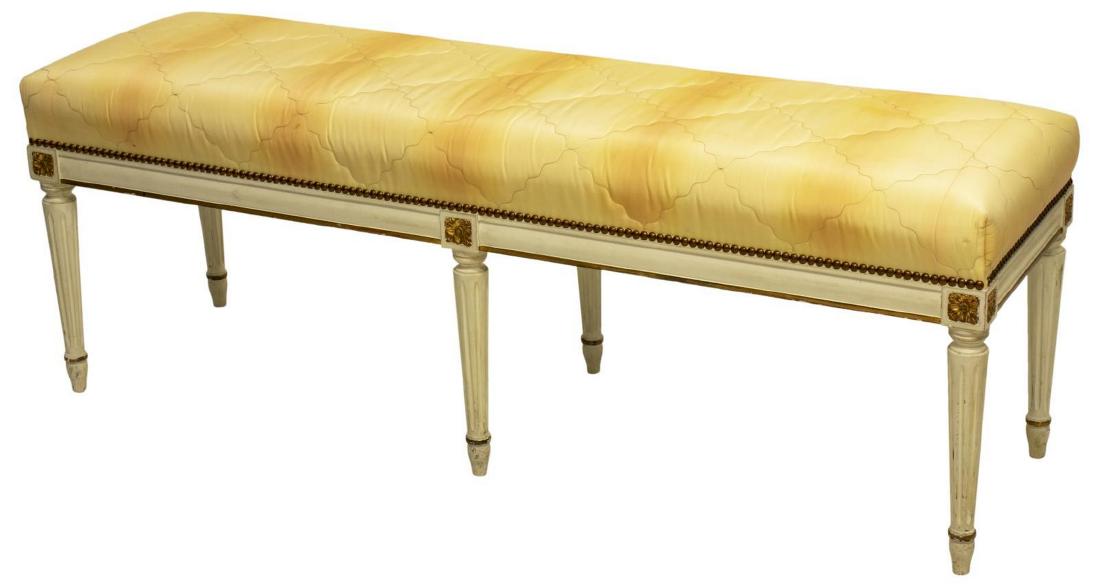 LOUIS XVI STYLE PARCEL GILT CARVED LONG BENCH (1 of 2)