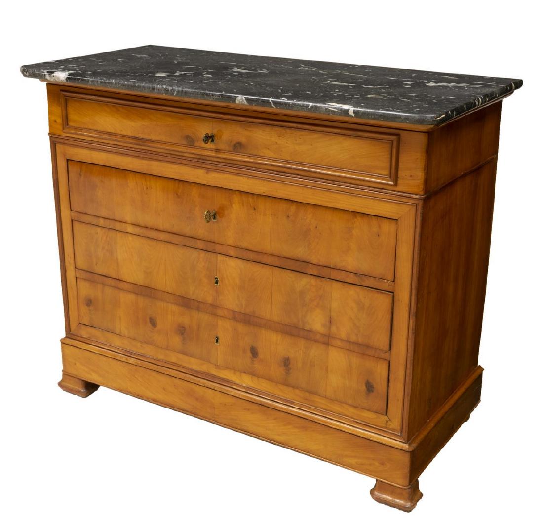 FRENCH LOUIS PHILIPPE MARBLE-TOP SECRETAIRE CHEST (1 of 6)