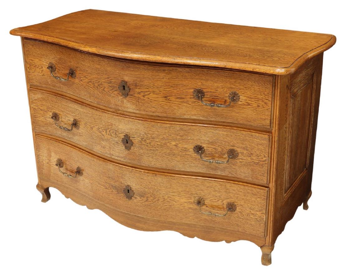 FRENCH LOUIS XV STYLE OAK THREE-DRAWER COMMODE (1 of 4)