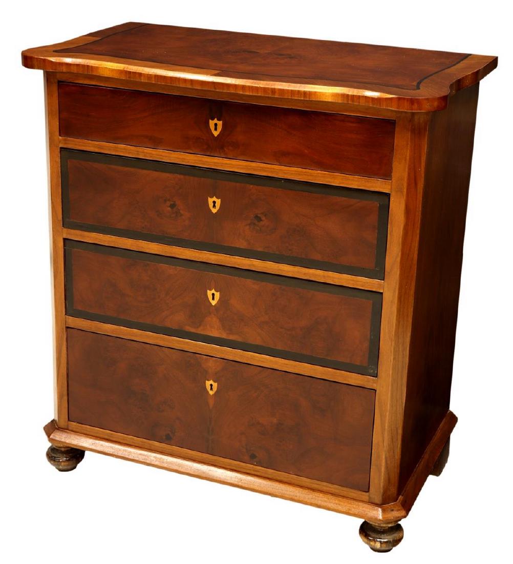 CONTINENTAL FIGURED CHEST OF DRAWERS (1 of 5)