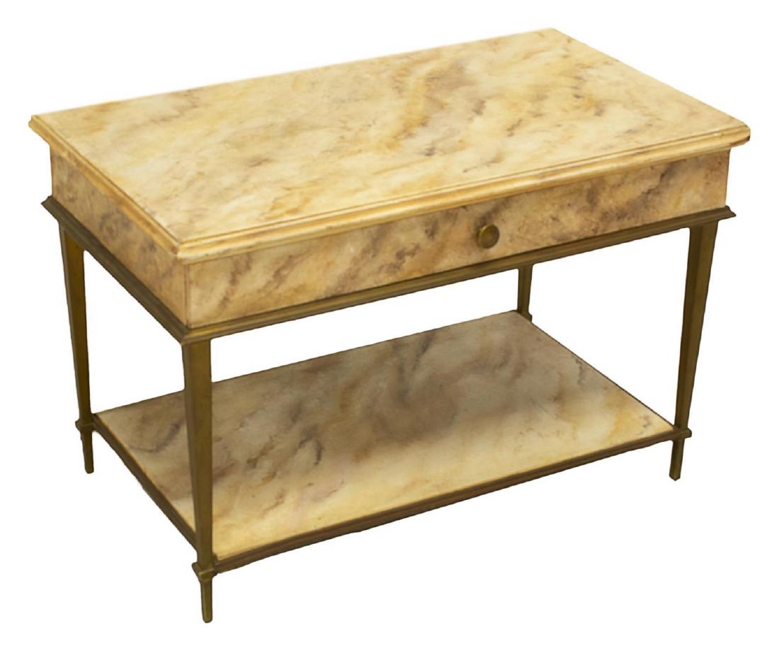 FRENCH FAUX MARBLE PAINTED COFFEE SIDE TABLE (1 of 2)
