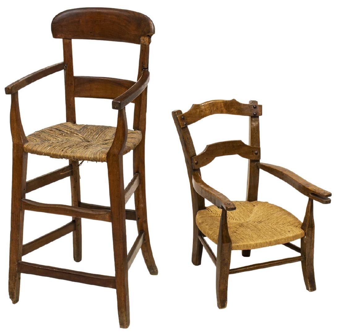 (2) FRENCH LADDER BACK RUSH SEAT CHILDREN'S CHAIRS (1 of 2)